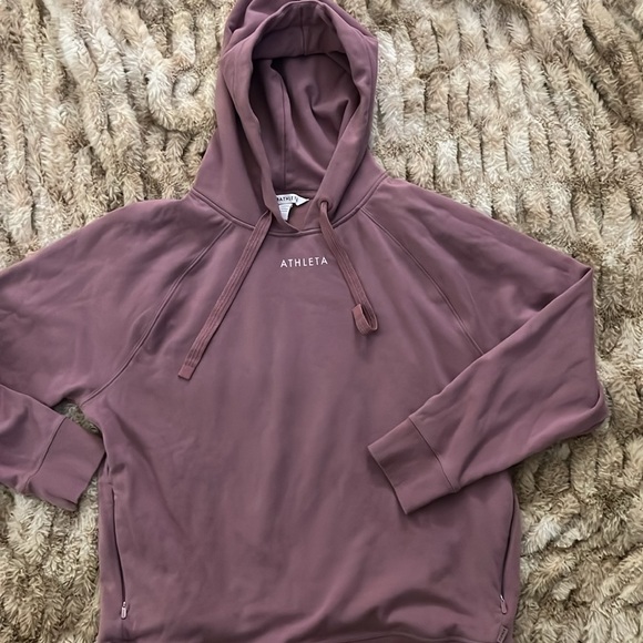 Athleta Triumph Logo Pullover Hoodie Large Mauve - Picture 2 of 5